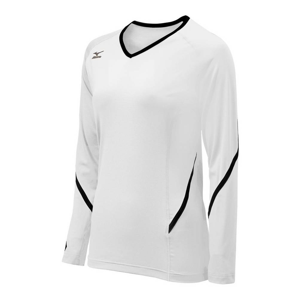 Mizuno Techno Generation Long Sleeve - Bayan Forma - Beyaz/Siyah Türkiye (JPEAOM-986)